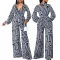 Fashionable digital printed long sleeved V-neck women's jumpsuit