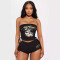 Women's positioning printed chest wrapped shorts set  5COLOR
