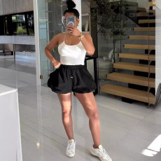 Bubble shorts, fluffy super shorts, pop pants, bubble shorts, Y2K solid color elastic waist mini shorts