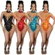 Round necked sleeveless transparent sequin wrapped buttocks sexy dress