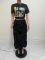 Drawstring skirt positioning printed T-shirt set fashionable casual set