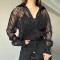 Sexy Mesh Perspective High Quality Fabric Women's Shirt