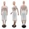 Summer new mesh lining short sleeved long skirt set in 2 colors