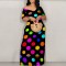 Fashionable printed women's suspender dress