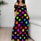 Fashionable printed women's suspender dress