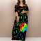 Fashionable printed women's long skirt dress