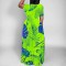 Fashionable printed women's long skirt dress