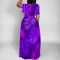 Fashionable printed women's long skirt dress