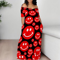 Fashionable printed women's long skirt dress