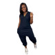 Fashionable loose V-neck sleeveless spring/summer loose jumpsuit