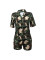 Hot selling camouflage printed short sleeved shorts casual set