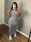 Fashionable round neck ribbed sexy slim fitting street dress