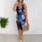 Fashionable printed women's suspender dress