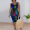 Fashionable printed women's suspender dress