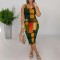 Fashionable printed women's suspender dress
