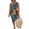 Fashionable printed women's suspender dress