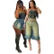 Elastic denim fabric patch embroidery denim imitation skirt top