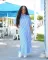 New Vertical Stripe Loose Long Side Split Short Sleeve Shirt Dress