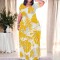 Fashionable printed women's long skirt dress