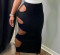 Sexy ribbed rubber waistband trendy hollowed out casual skirt