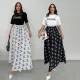 Outdoor leisure pure cotton top and large hem skirt two-piece set in 2 colors