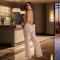 Fashion women's solid color V-neck fashion pants jumpsuit