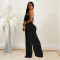 Fashion women's solid color fashion pants jumpsuit