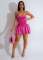 Women's Pickled, Stir fried, Colored, Worn Twisted Strap, Tank Top Spliced, Folded Dress