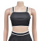 Women's solid color suspender shorts two-piece set