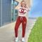 Pure cotton offset printing high elasticity pocket long pants short sleeved set