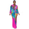 Fashionable women's pleated color patchwork casual dress length