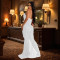 Fashionable women's solid color suspender mesh dress long
