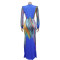Fashionable women's pleated color patchwork casual dress length