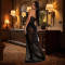 Fashionable women's solid color suspender mesh dress long