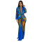 Fashionable women's pleated color patchwork casual dress length
