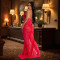 Fashionable women's solid color suspender mesh dress long