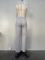Leisure solid color multi pleated long loose pants