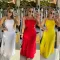 Solid color camisole slit wrap buttocks strap backless dress