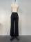 Leisure solid color multi pleated long loose pants