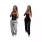 Leisure solid color multi pleated long loose pants