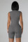 Sleeveless solid color casual sports jumpsuit sexy tight fitting jumpsuit shorts