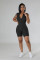 Sleeveless solid color casual sports jumpsuit sexy tight fitting jumpsuit shorts