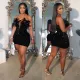 Sexy Bead Deep V Bra Feather Pack Hip Short Dress