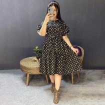 Fashionable and Elegant, High Quality Spliced Flying Sleeves Lace up Dress