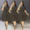 Fashionable and Elegant, High Quality Spliced Flying Sleeves Lace up Dress