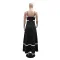 Solid color wave woven belt splicing with straight tribute cloth suspender dress for women's solid color large swing skirt