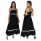 Solid color wave woven belt splicing with straight tribute cloth suspender dress for women's solid color large swing skirt