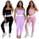 Sexy suspender short top paired with fashionable slim fit leggings