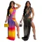 Fashionable digital printed sexy dress for women's evening dress