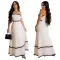 Solid color wave woven belt splicing with straight tribute cloth suspender dress for women's solid color large swing skirt